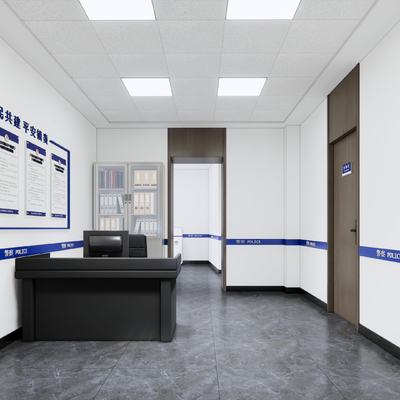  警察局民警 接警室su模型 