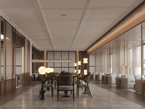  现代中餐厅 酒店餐厅 酒店自助餐厅 新中式酒店餐厅 酒店宴会su模型 