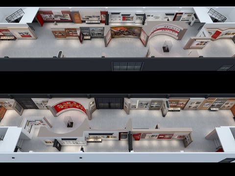  党建展厅革命纪念馆su模型 