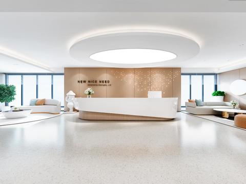  现代办公大堂前台vr全景3d模型 