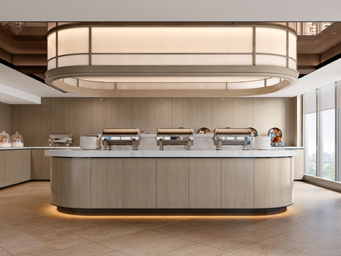  酒店自助餐厅3d模型 