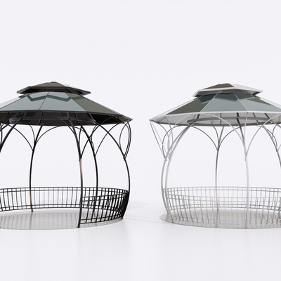 遮阳棚 铁艺凉棚 防晒亭 户外遮阳亭su模型