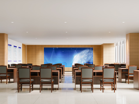  现代党建政府会议室3d模型 