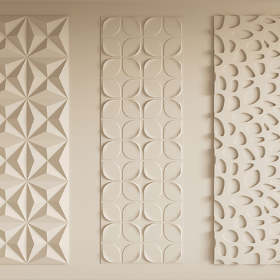 现代背景墙 拼花墙板 浮雕墙su模型