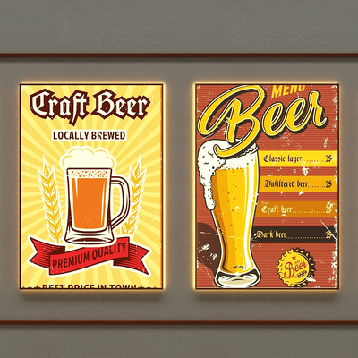  啤酒灯箱 海报灯箱su模型 