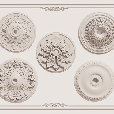 欧式石膏灯盘 雕花su模型