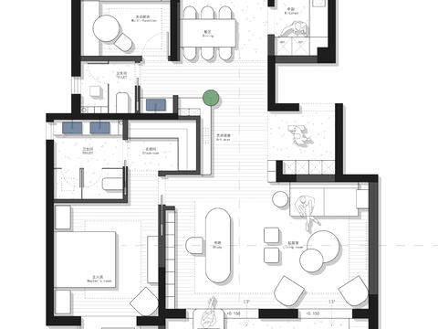  iGo 125㎡常规户型突破平面优化案例源文件cad施工图 
