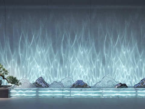  水波纹灯 水景小品 假山 洗墙灯 3d模型 