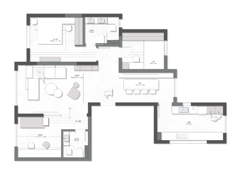  113㎡经典三改二平面优化案例源文件 