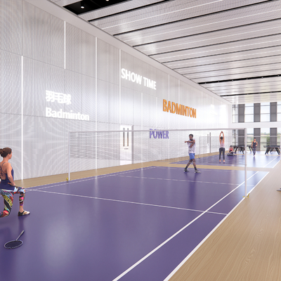  现代羽毛球馆 体育场su模型 