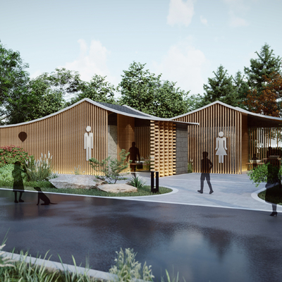  新中式公共卫生间su模型 