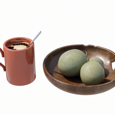  马克杯 哈密瓜果盘su模型 