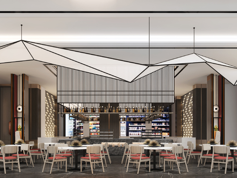  现代酒店大堂吧3d模型 