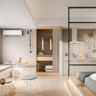  北欧单身公寓su模型 