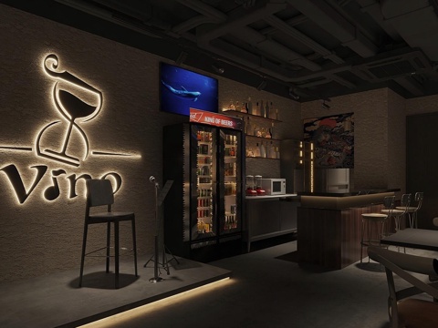  工业风酒吧 清吧su模型 