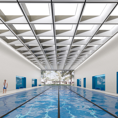  现代室内游泳馆su模型 