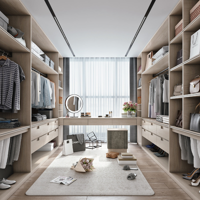  现代衣帽间su模型 