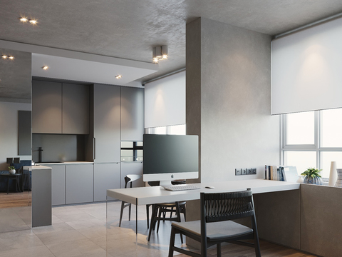  现代客厅餐厅公寓3d模型 