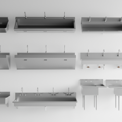 不锈钢水槽 饭店洗菜池 水槽su模型