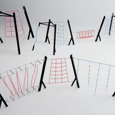 攀爬网架 儿童器材组合 游乐设施su模型