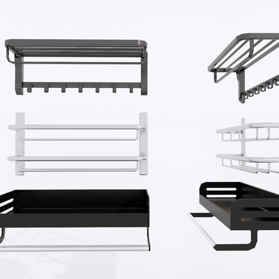 现代不锈钢浴巾架 毛巾架su模型