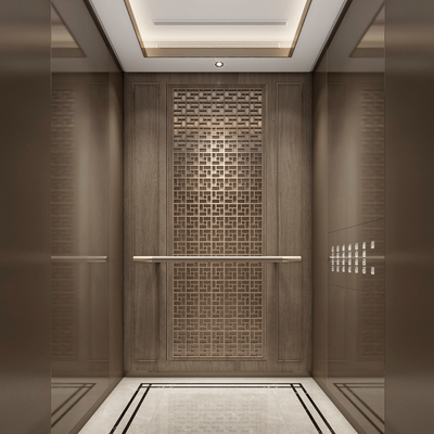  新中式电梯轿厢su模型 