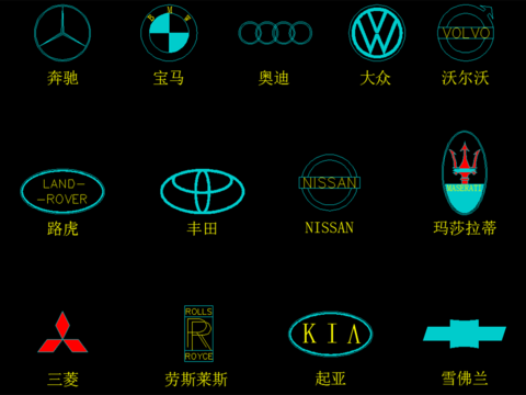  汽车标志CAD图库 