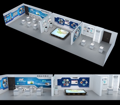  企业展厅科技展厅su模型 