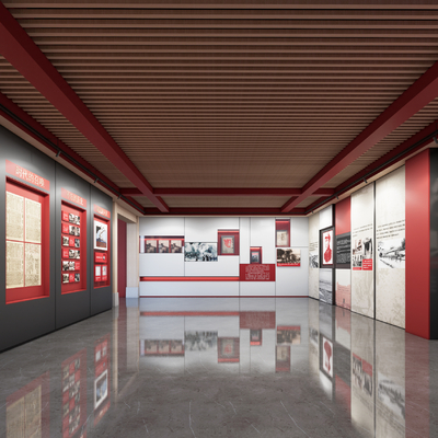  现代党建展厅su模型 