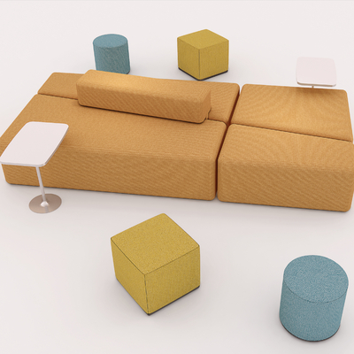  办公沙发 洽谈沙发su模型 