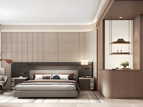  现代酒店客房 酒店大床房 轻奢酒店套房 度假酒店客房 客房su模型 