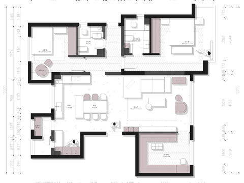  124㎡经典三改一平面优化案例源文件 