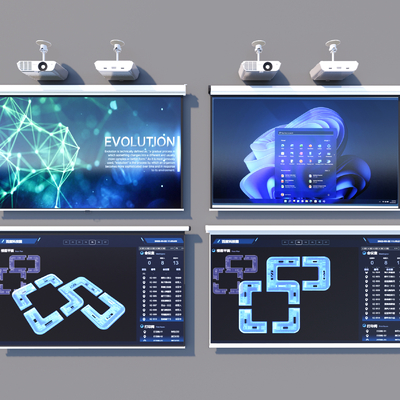  现代投影幕布su模型 