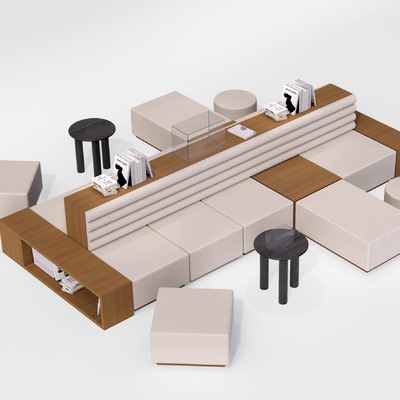  现代卡座沙发su模型 