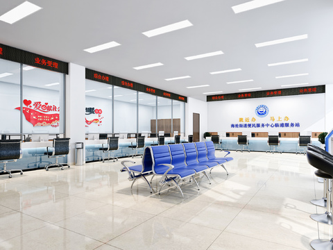  现代政府服务大厅3d模型 