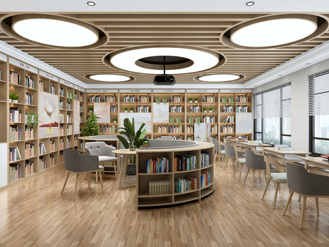  阅览室活动室 图书馆su模型 