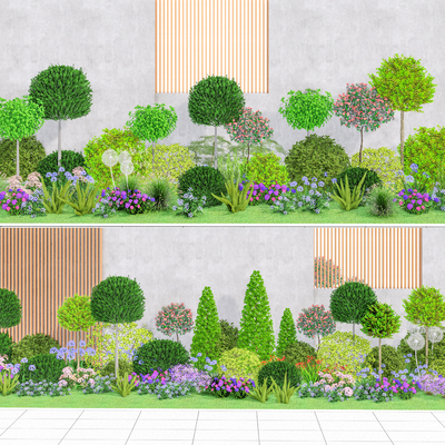  现代植物堆 花境植物su模型 