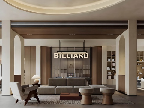  现代别墅娱乐室 接待室su模型 