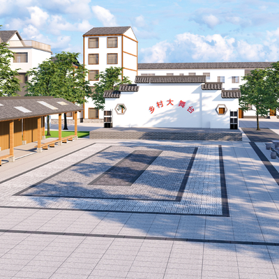  乡村振兴大舞台su模型 