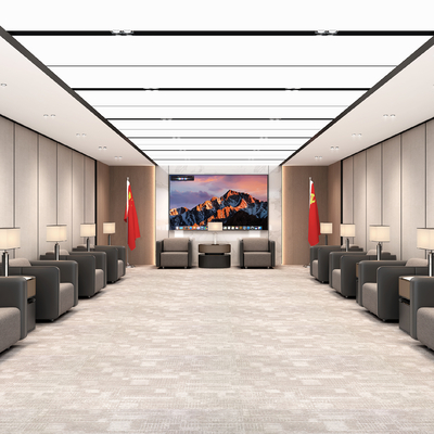  新中式接待室 会客厅su模型 