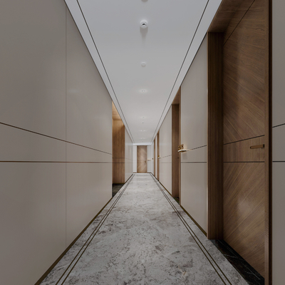  现代酒店过道su模型 