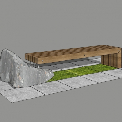  现代户外公用椅su模型 