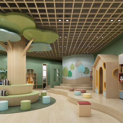  儿童图书馆su模型 