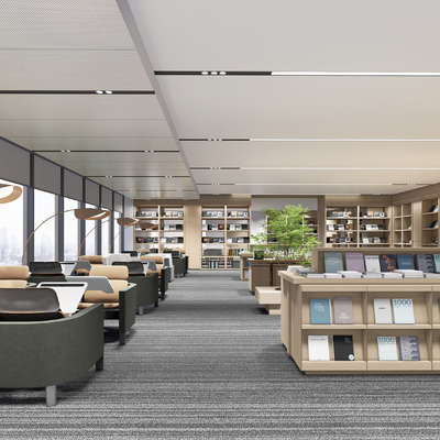  现代图书馆 阅读室su模型 