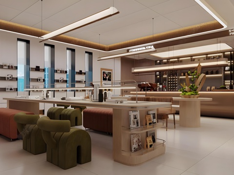  现代轻奢售楼处 售楼处水吧区 售楼处大厅 售楼处洽谈区su模型 