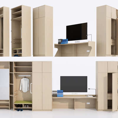 现代衣柜一体柜su模型