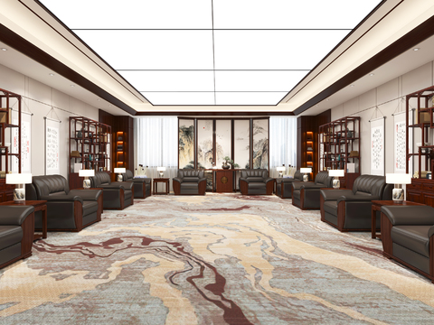  新中式贵宾室 接待室3d模型 