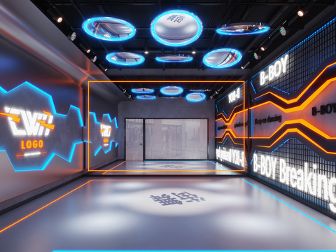  街舞教室 舞蹈练习室3d模型 