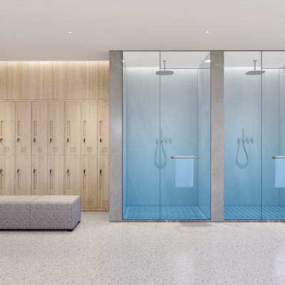  现代公共淋浴间su模型 