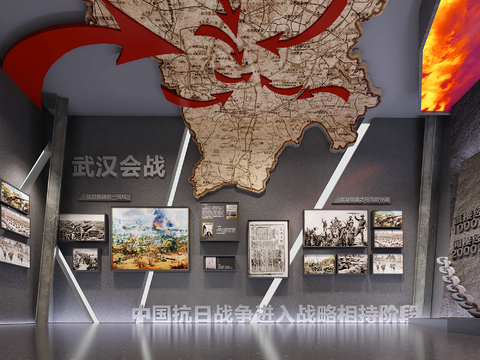  革命纪念馆党建展厅su模型 